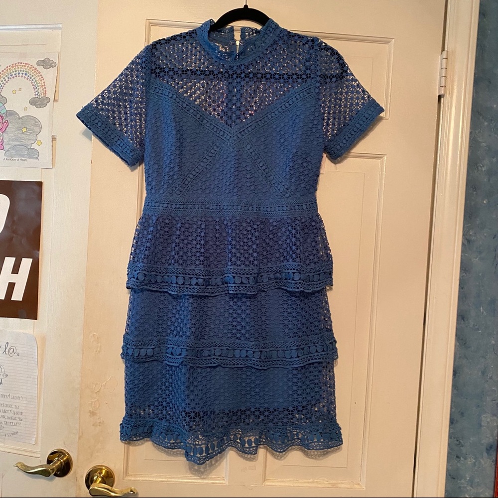 The Clothing Company Mini Blue Lace Dress